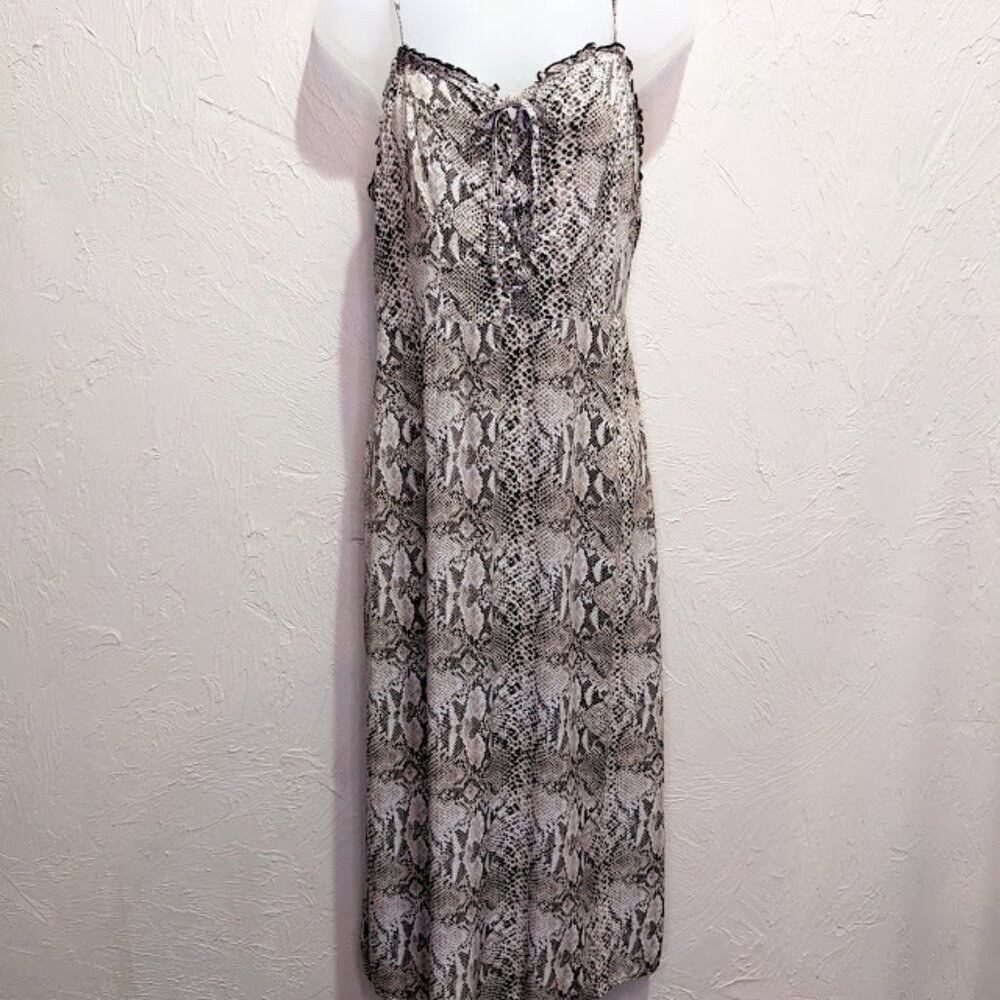 Snakeprint Midi Dress Womens L Lightweight Casual Indie Boho Sleeveless Tank